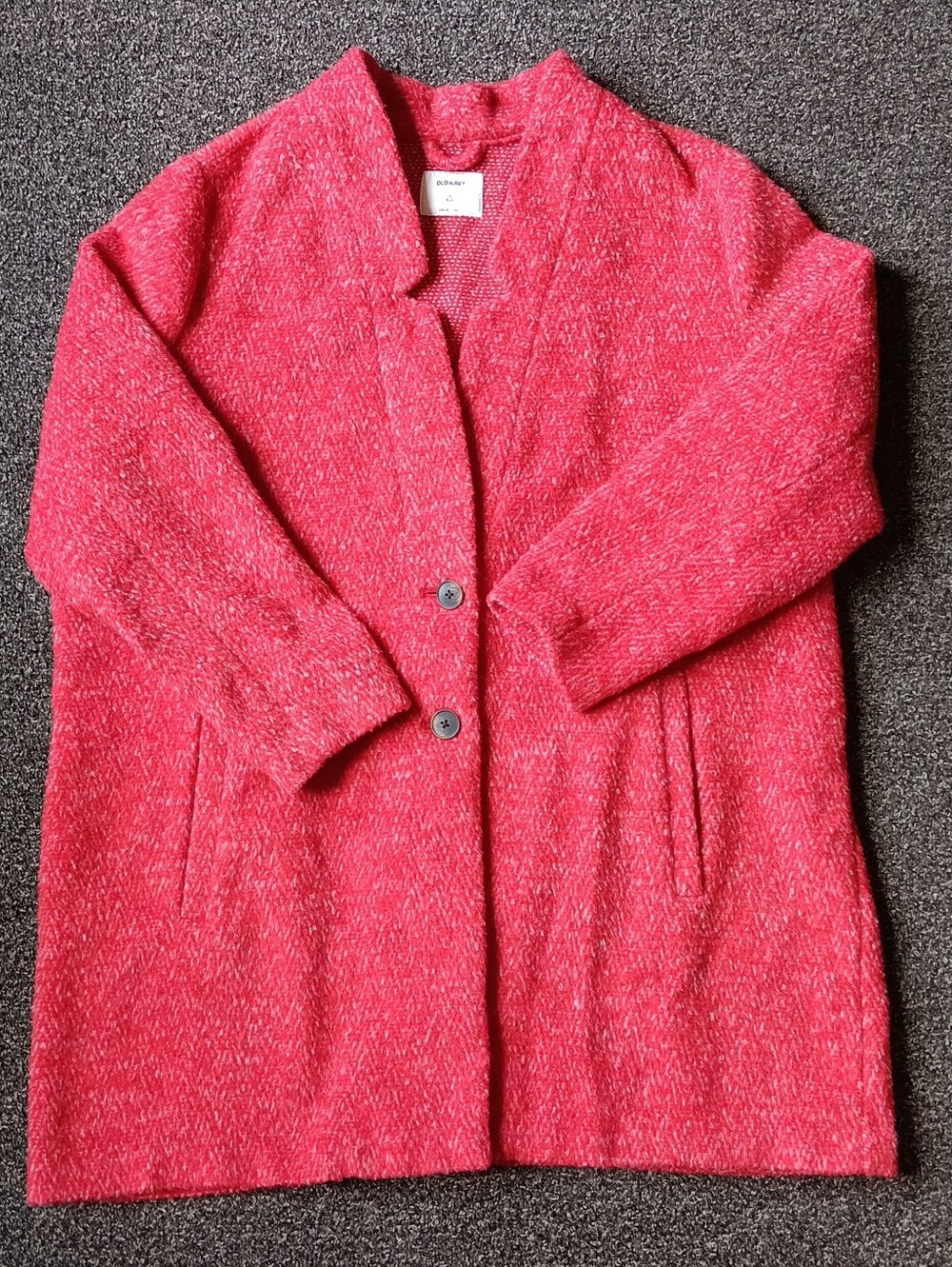 Red Bouclé Coat Womens 2X Plus Old Navy, Sweater Jacket Knit Cardigan